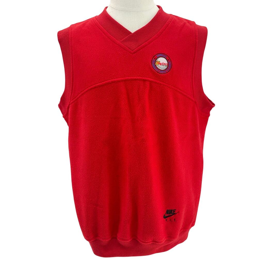 Vintage 90s Nike Men's L Golf Vest Red Fleece "Payless Celebrity Golf Classic"